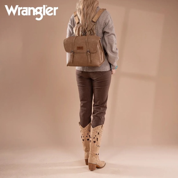 Wrangler Top Handle Carry Satchel/Laptop Bag/Backpack/Crossbody Khaki